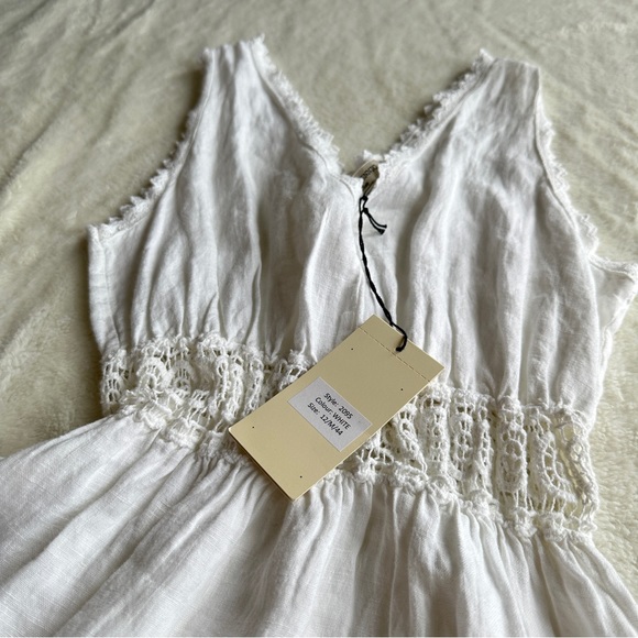 Terzo Millennio NWT Linen White Italy Sleeveless Midi Dress M - Picture 7 of 11